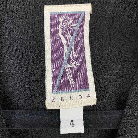 VTG Zelda Women's 4 Button Up Blazer Jacket Button Details Black Notched Lapels - Picture 5 of 6